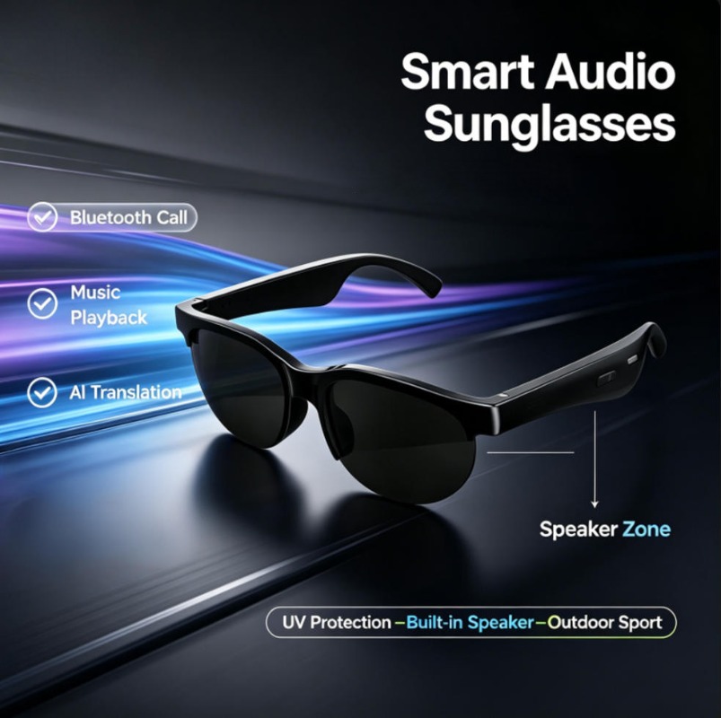 Smart Glasses Lens - Smart Audio Sunglasses Bluetooth Call AI